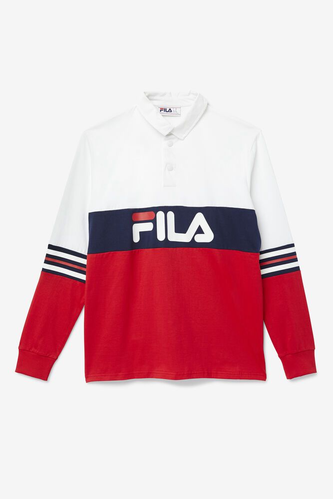 Fila Polo Panske Syd Dlho Sleeve Biele/Červené/Námornícka Modrá - IJRXS0264